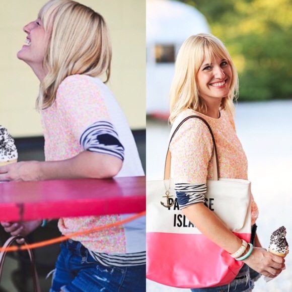 J. Crew cluster confetti pink sequin T. LIKE NEW! - Picture 3 of 8